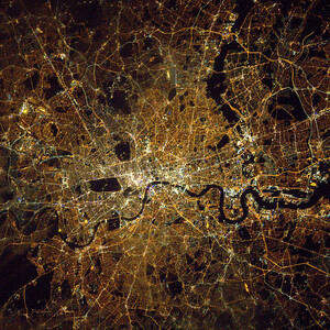 London At Night, Satellite Image by Science Source