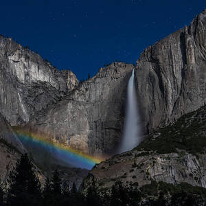 Lunar Moonbow at Yosemite Falls by Larry Marshall