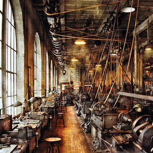 Machinist - Machine Shop Circa 1900's by Mike Savad