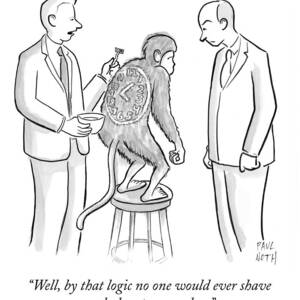 Man Shaving A Clock Onto A Monkey's Back by Paul Noth