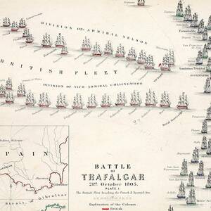 Map of the Battle of Trafalgar by Alexander Keith Johnson