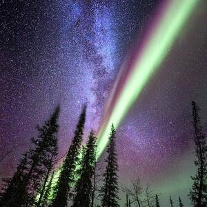 Milky Way And The Aurora Borealis by Science Photo Library