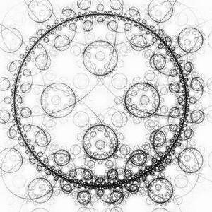 Minimalist fractal art black and white circles by Matthias Hauser