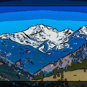 Mt Gardner in the Spring Abstract Painting  by Omaste Witkowski