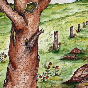 Old Oak Tree with Birds' Nest by Ashley Goforth