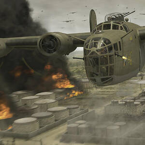 B-24 -- Operation Tidal Wave head-on view by Robert D Perry