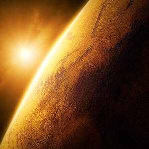 Planet Mars close-up with sunrise by Johan Swanepoel