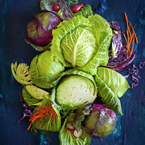 Raw Fresh Cabbage Still Life by Annabelle Breakey