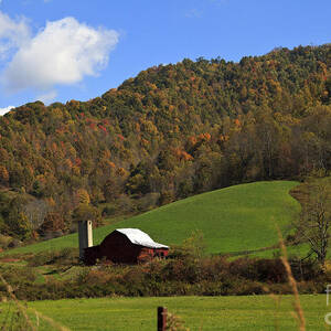 Red Barn in the Mountains by Jill Lang