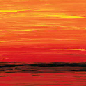 Ruby Shore - Red And Orange Abstract by Sharon Cummings