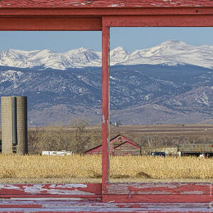 Rustic Red Barn Picture Window Colorado Country View by James BO Insogna