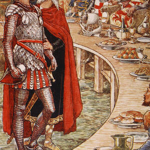 Sir Galahad is brought to the Court of King Arthur by Walter Crane