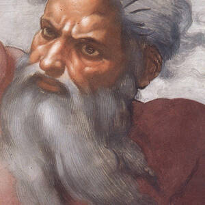 Sistine Chapel ceiling Creation of the Sun and Moon by Michelangelo Buonarroti by Michelangelo Buonarroti