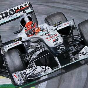 Sleeping Giant - Michael Schumacher Mercedes F1 art by Tony Regan
