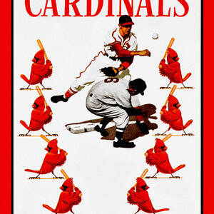 St Louis Cardinals 1956 Program Poster, Unique Angry Bird Gift