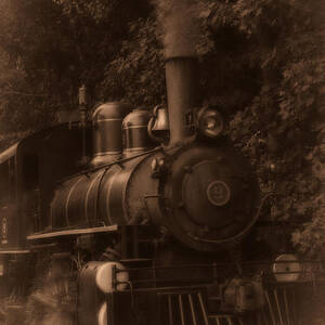 Steam engine train sepia by Flees Photos