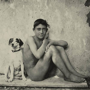 Study of a Nude Boy with Dog by Wilhelm von Gloeden