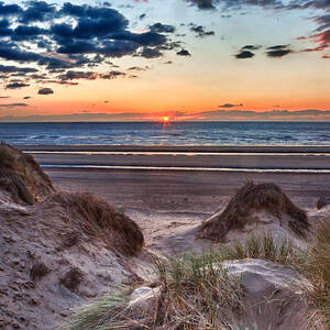 Sunset over Formby Beach through dunes by Steven Heap