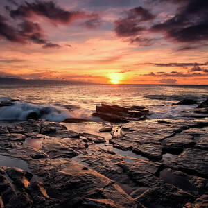 Sunset Over The Ocean With Wet Black by Scott Mead