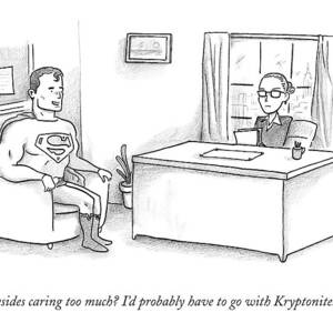 Superman Sits At A Job Interview by Jason Adam Katzenstein