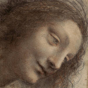 The Head of the Virgin in Three-Quarter View Facing Right by Leonardo Da Vinci