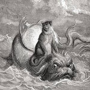 The Monkey And The Dolphin After A Work By Gustave Dore For A La Fontaine Fable. From Life by Bridgeman Images