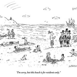 The Pilgrims Arrive At A Native American Beach by David Sipress