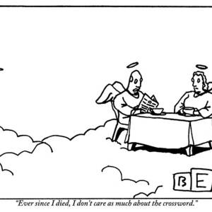 Two Angels Are Seen Sitting At A Table by Bruce Eric Kaplan