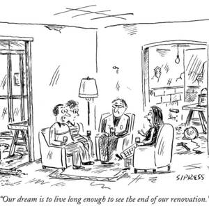 Two Couples Sitting In The Middle Of A House by David Sipress