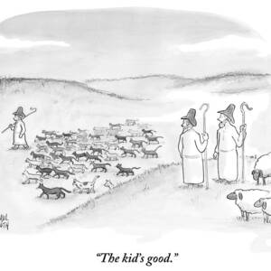 Two Shepherds With Conventional Sheep Look by Paul Noth
