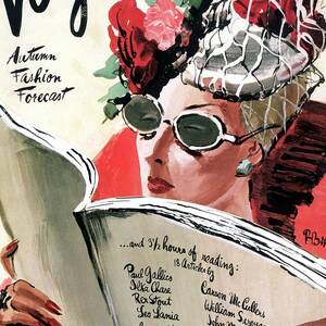 Vogue Cover Illustration Of A Woman Reading by Rene Bouet-Willaumez