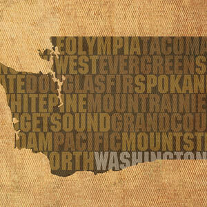 Washington Word Art State Map on Canvas by Design Turnpike