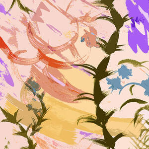 Weeds in Peach plus Olive and Violet by Beverly Claire Kaiya