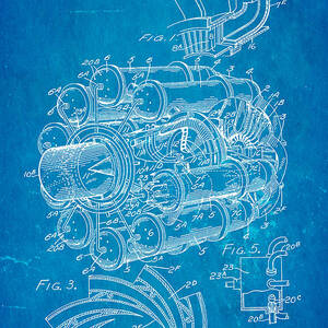 Whittle Jet Engine Patent Art 1946 Blueprint by Ian Monk