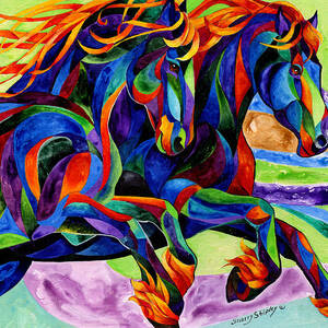 TSUNAMI   8x10  WATER HORSE Print from Artist Sherry Shipley 