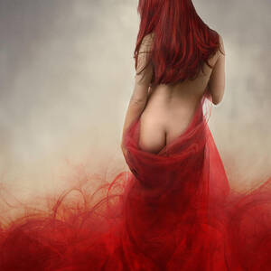 Woman in Red Silk by Jelena Jovanovic