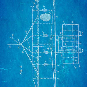 Wright Brothers Flying Machine Patent Art 2 1906 Blueprint by Ian Monk
