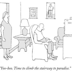 Yoo-hoo. Time To Climb The Stairway To Paradise by George Price