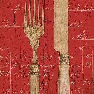 Vintage Dining Utensils in Red Painting by Grace Pullen | Fine Art America