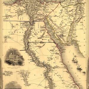 1851 Map Of Egypt With Engravings by Everett