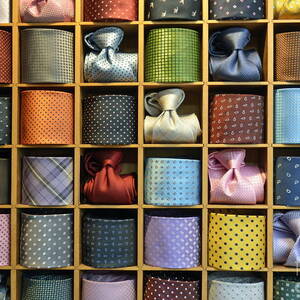 Neckties displayed in store Photograph by Sami Sarkis