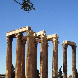 Ancient Greek Columns or Pillars Standing Tall in Athens Greece by John Shiron