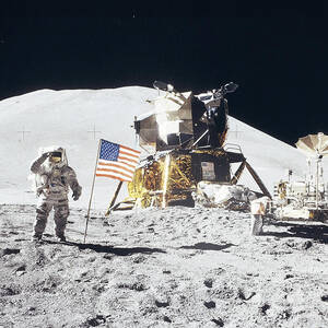 Astronaut Saluting The Flag On The Moon by Nasa