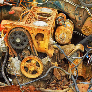 Auto Engine Block From a Wrecked Car by Randall Nyhof