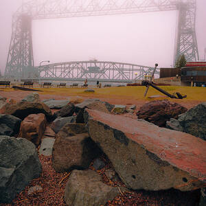 Lift Bridge in Spring Fog by Duluth To Door County Photography