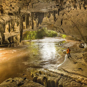 Moria Gate Arch And Oparara River by Colin Monteath