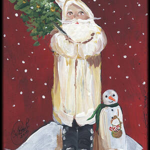Snowman Christmas Tree Painting by Follow Themoonart