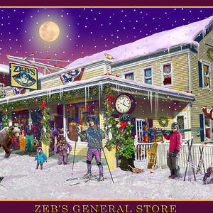 Winter at Zebs General Store in North Conway NH by Nancy Griswold