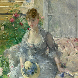 Young Woman Seated On A Sofa Painting by Berthe Morisot