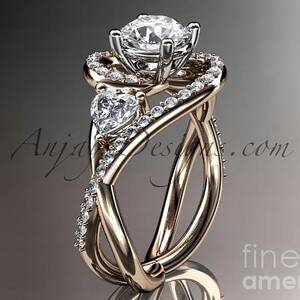 rose gold diamond butterfly wedding ring engagement ring ADLR141 ...